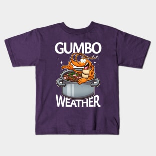 Cute Cartoon Shrimp Gumbo Weather Kids T-Shirt